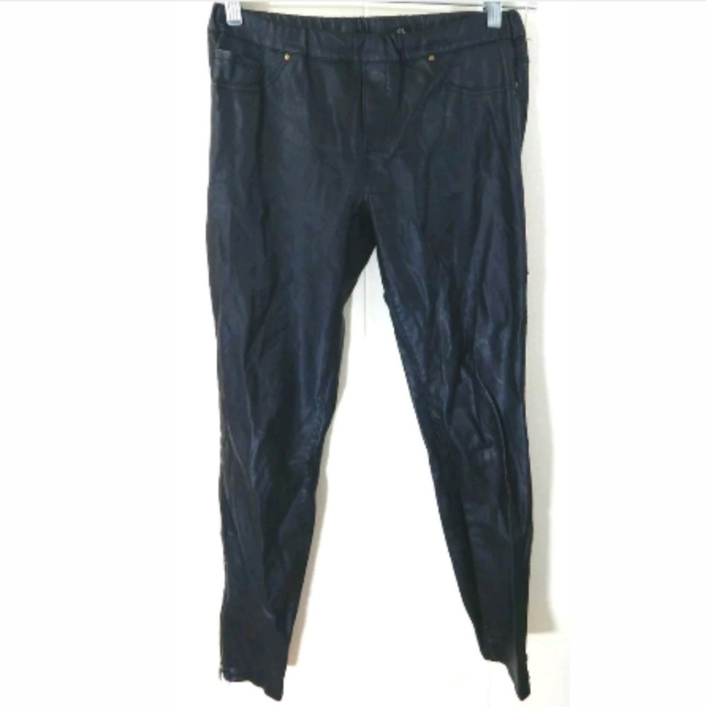 Zara Woman Faux Leather Zip Ankle Pants